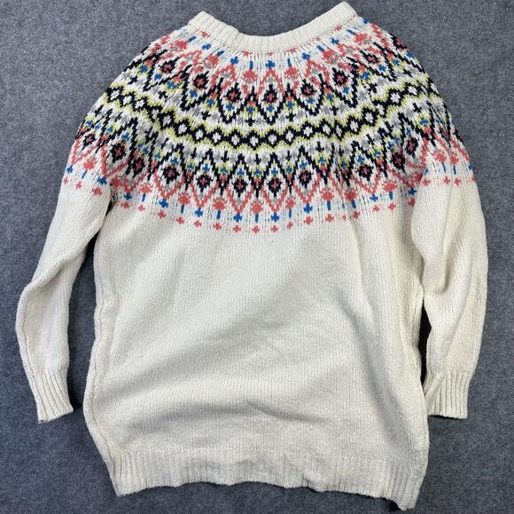 Aerie Sweater Womens Small Cream Fair Isle Knit Pullover Long Tunic Nordic - Picture 8 of 8